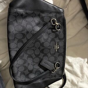 Coach Black and Gray Signature Shoulder Bag